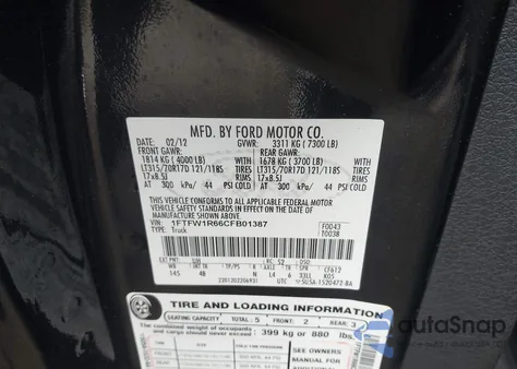 2012 Ford F-150 Svt Raptor z USA, uszkodzony, nr VIN 1FTFW1R66CFB01387